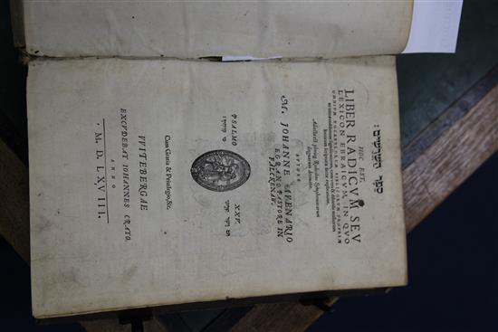 Avenario, Johanne - Liber Radicum Seu Lexican Ebraicum,
